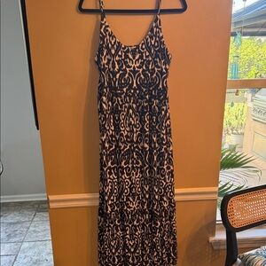 Blue and White Patterned Maxi Dress - Sleeveless Spaghetti Strap